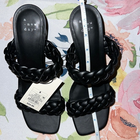 Women's Black Basil Mule With Round Heels & Woven Straps- A New Day™ - Picture 15 of 16